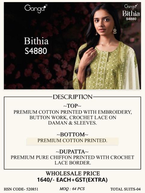 Ganga bithia 4880 unstitched dress materials wholesalers in mumbai